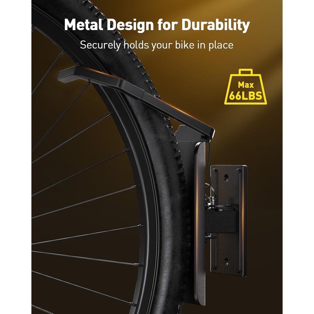 AM alphamount Swivel Bike Wall Mount, Metal Wall Bike Rack with Durable Sleeves, - Picture 6 of 6